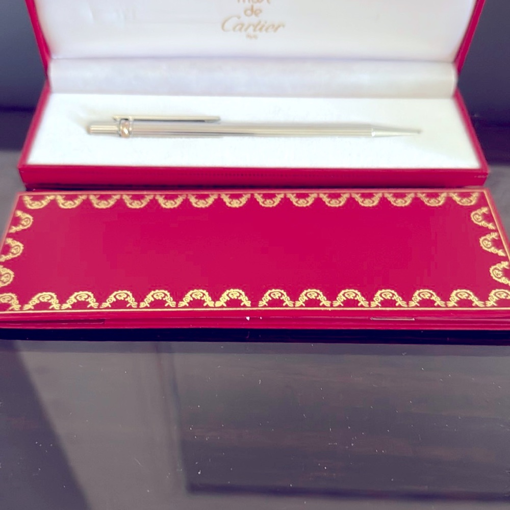 1994 Cartier Must De Cartier Trinity Silver
Plaque Ballpoint Pen 
NEW